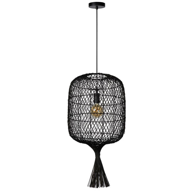 Lámpara colgante ratán negro Ø40x79x1,790 cm E27 - LULC0144