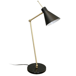 Lámpara sobremesa metal mármol negro bronce Ø14x61 E14 - LGLS0007