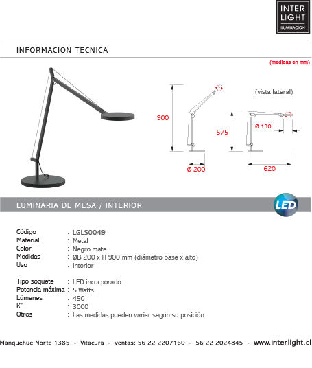 Lámpara sobremesa metal negro LED 5W - LGLS0049