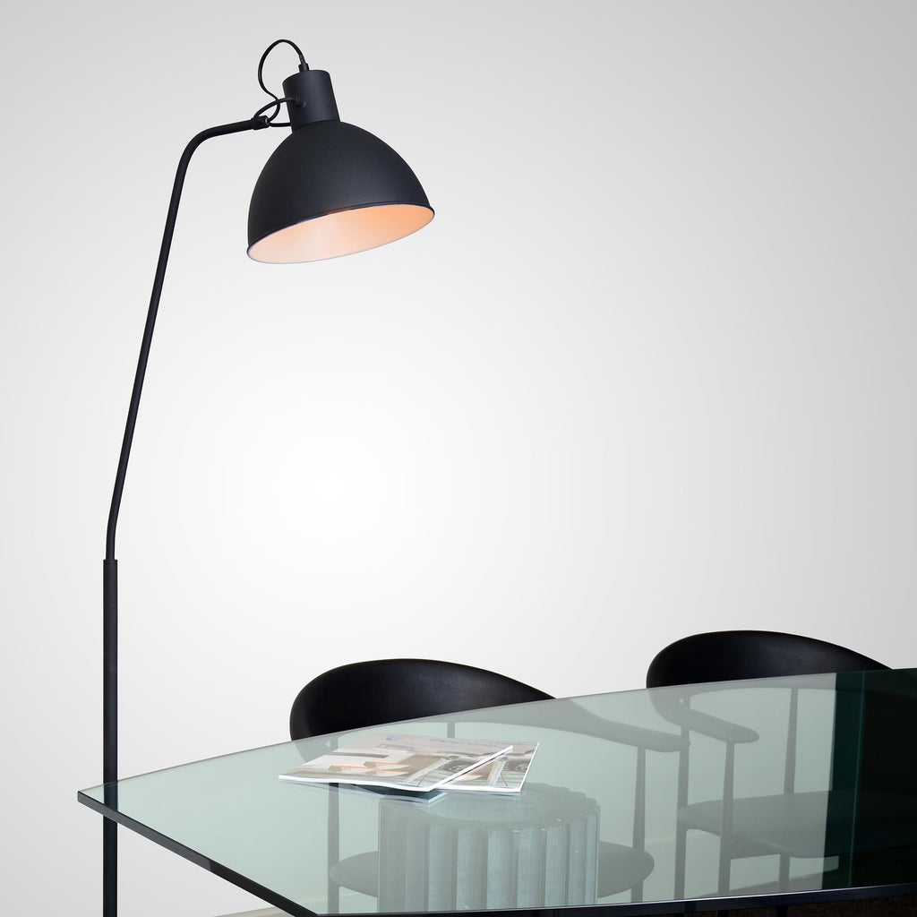 Lámpara de pie metal negro Ø 28x1,60 cm E27 - LULP0010