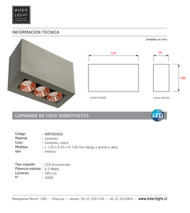 Foco sobrepuesto concreto LED 6,5W - ARFO0002